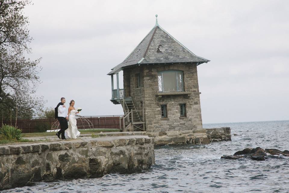By the water