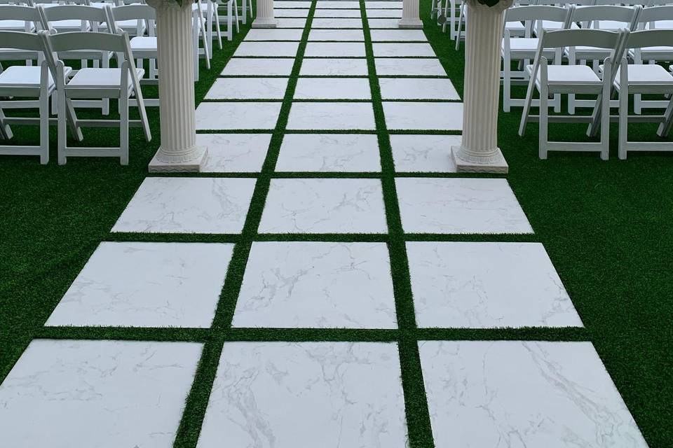 Ceremony set up on the lawn