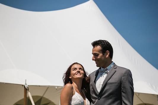 Couple in front of the tent