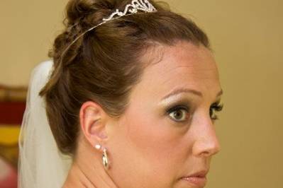 April 2009 - Jamaica destination wedding makeup & hair for tomlinson-spinner (bride sideview headshot)