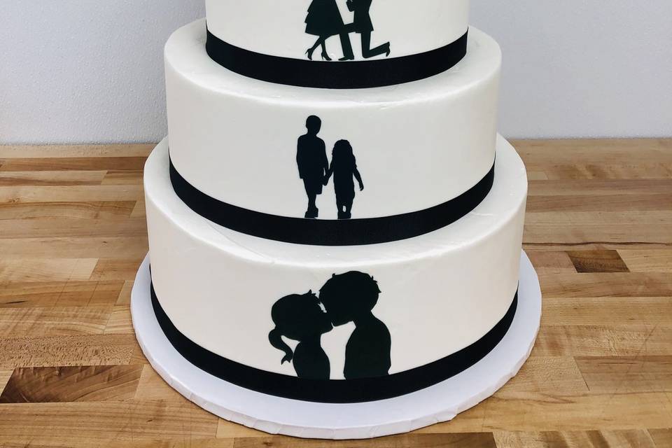 Silhouette wedding cake