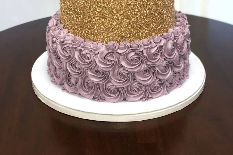 Lilac & Gold Wedding Cake