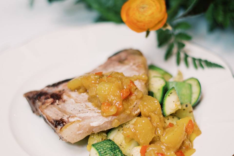 Oven Roasted Pork Peach Chutne