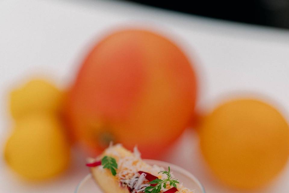 White Negroni Peach Skewer