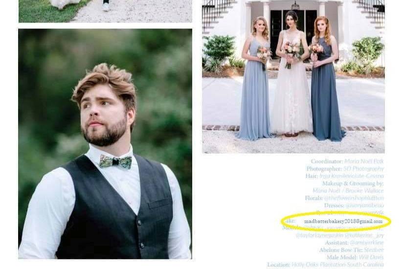 Bakery featured in bridal mag.