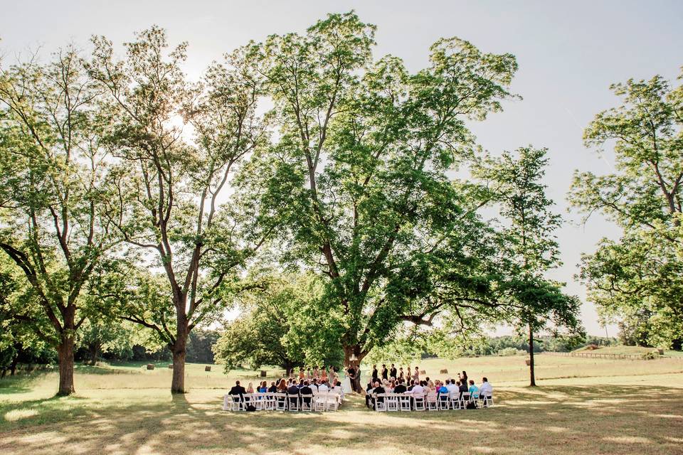 athens rustic wedding ceremony cloverleaf farm