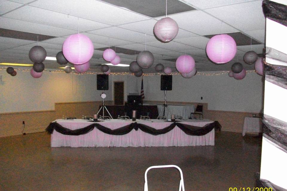 Set up behind the head table