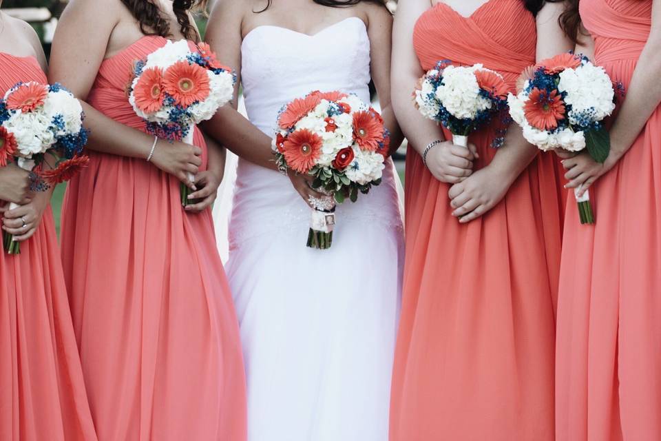 Bouquets of the bride and bridesmaids