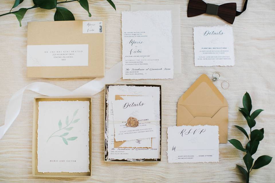 Seed paper wedding invitations