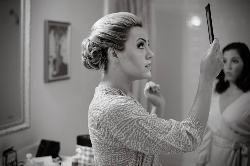 Bride in dressing area