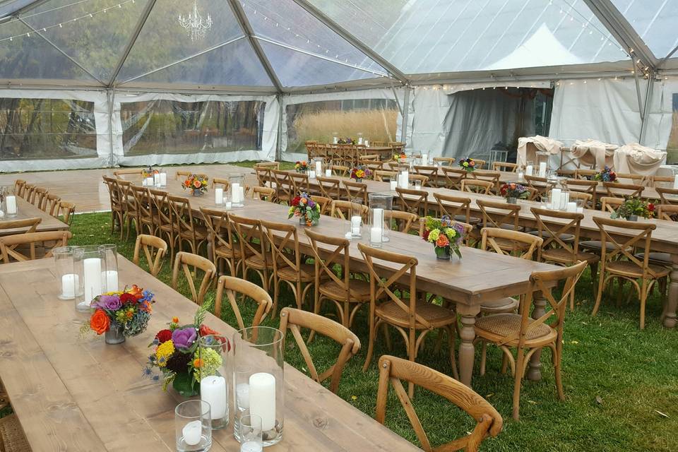 Wedding setup inside tent