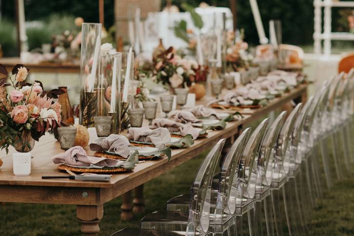 Ghost chair and farm tables