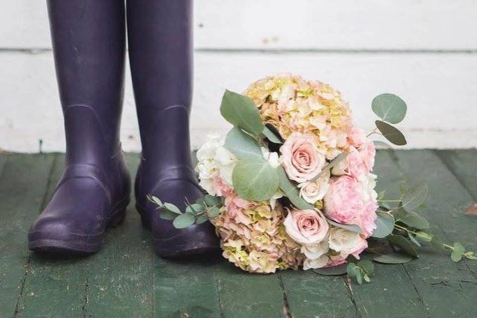 Rain boots and florals