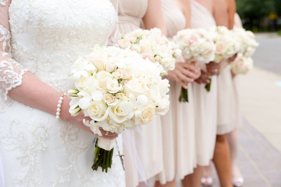 Bouquets of the bride and bridesmaids