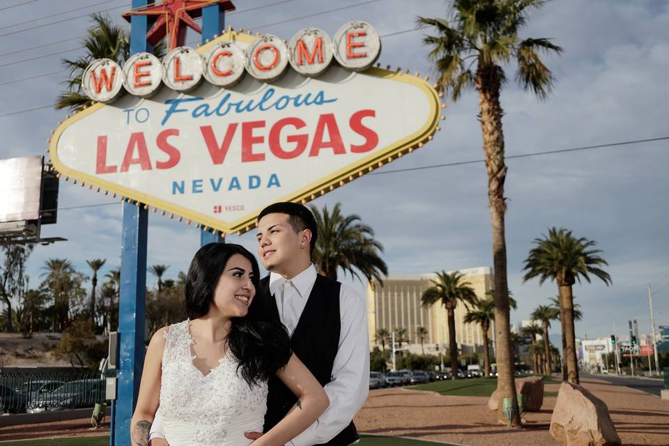 Couple at the Vegas Sign