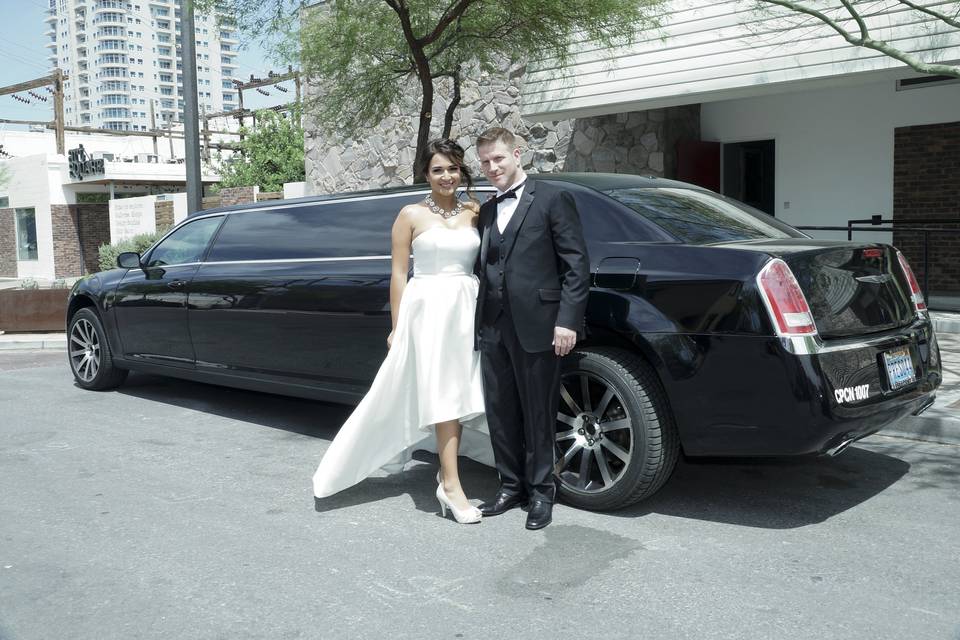 Posed with limo