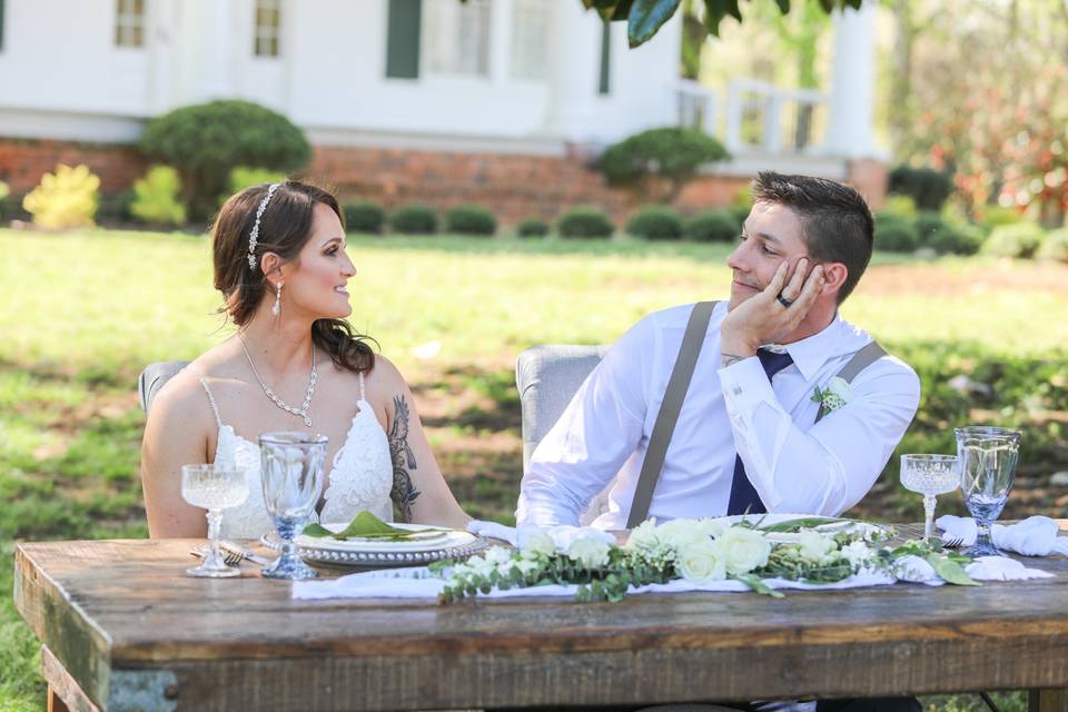 Groom looking at new wife