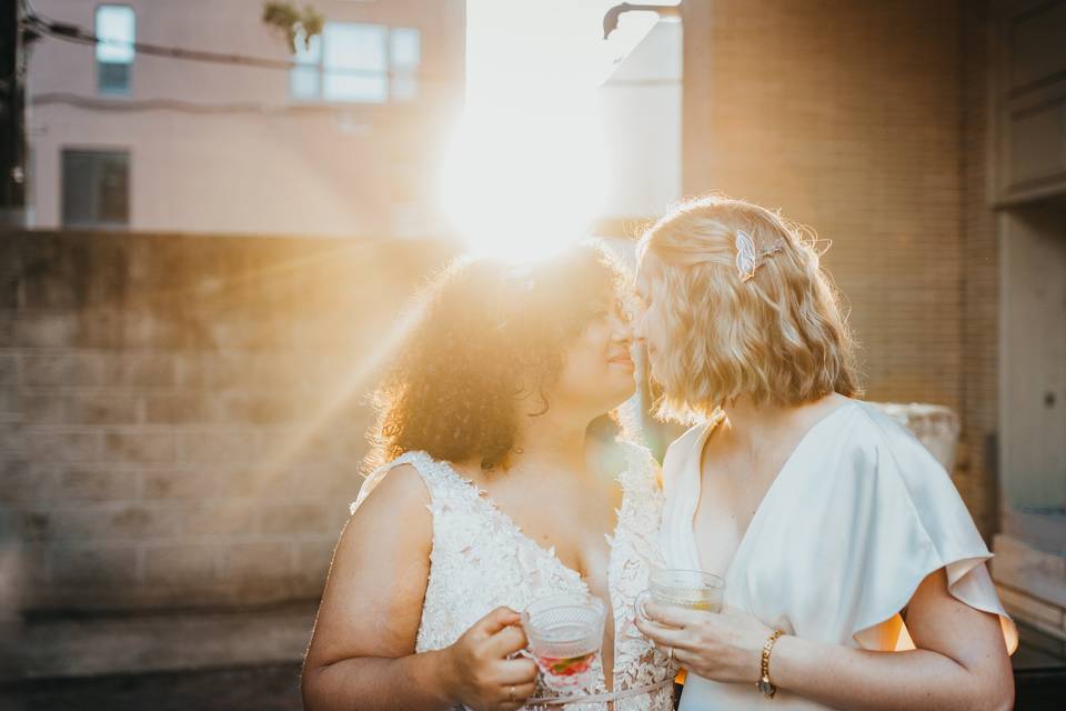 Kissing in the Courtyard