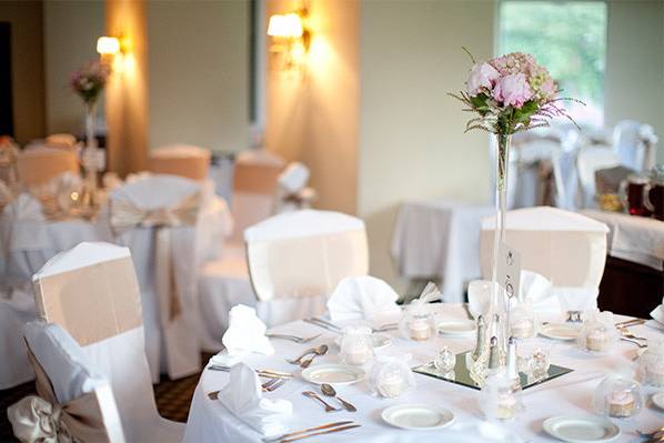 Table setup with centerpiece