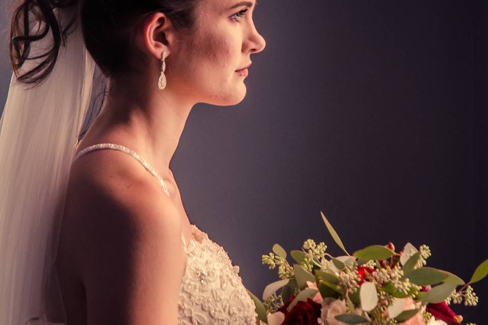 Bride window portrait