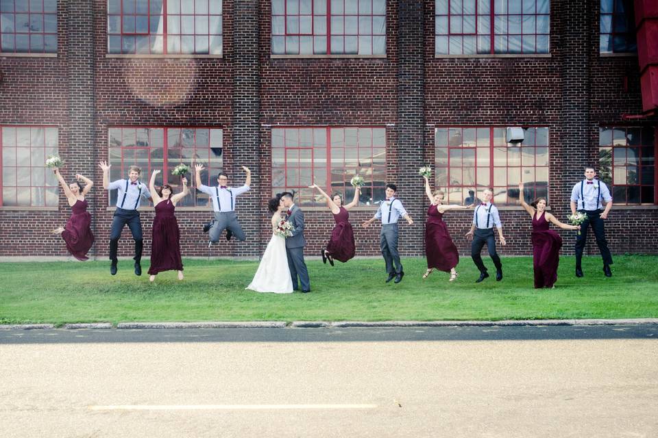 Wedding party jump