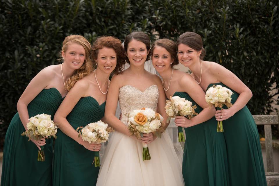 Bride and her bridesmaids