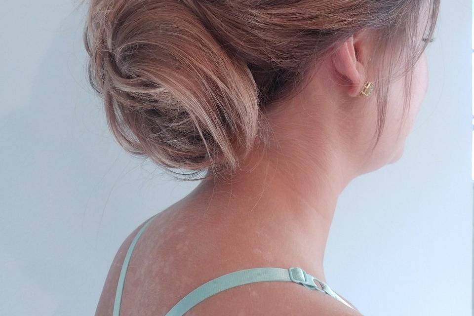 Loose braided side updo