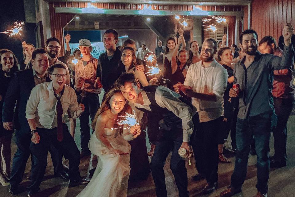 Iowa wedding sparkler send-off