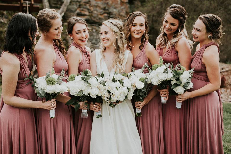 Bride with bridesmaids