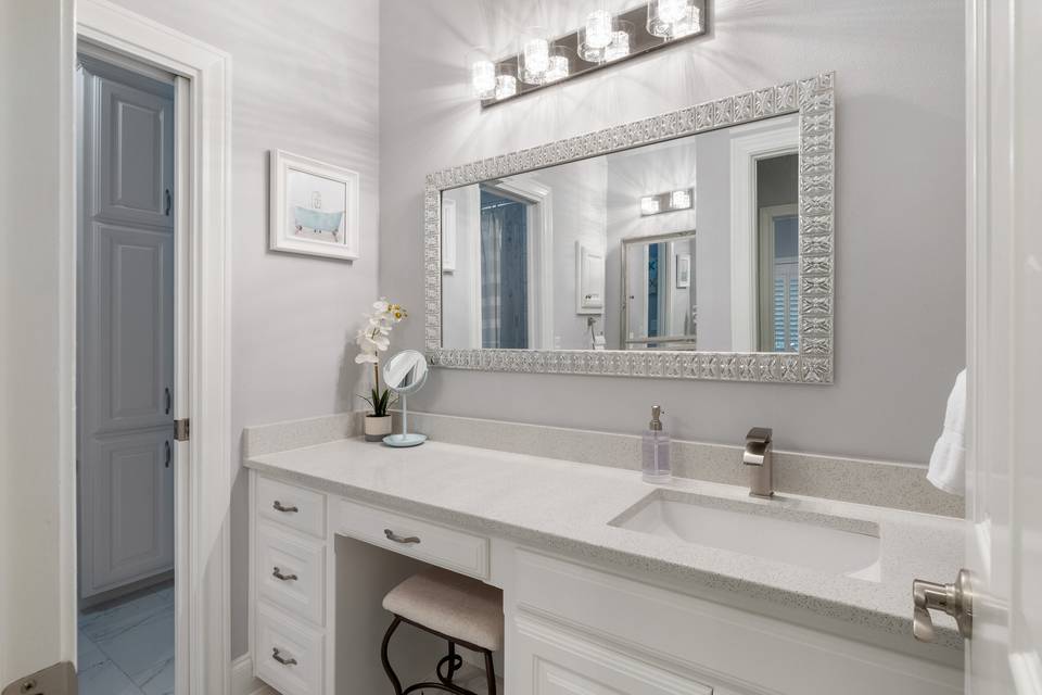 3 bathrooms with makeup vanity
