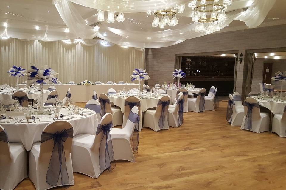 Royal blue wedding reception