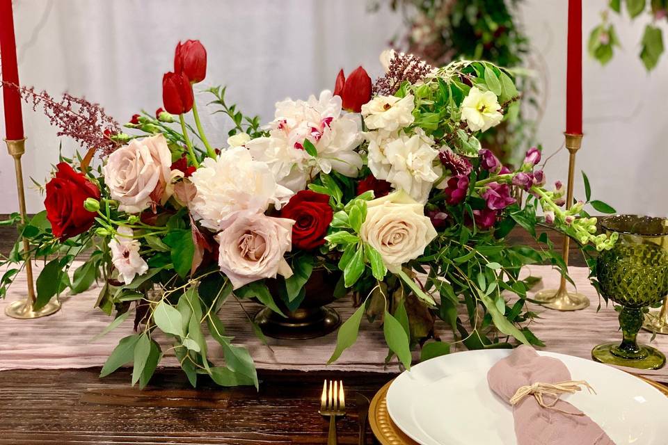 Dustyrose burgundy centerpiece