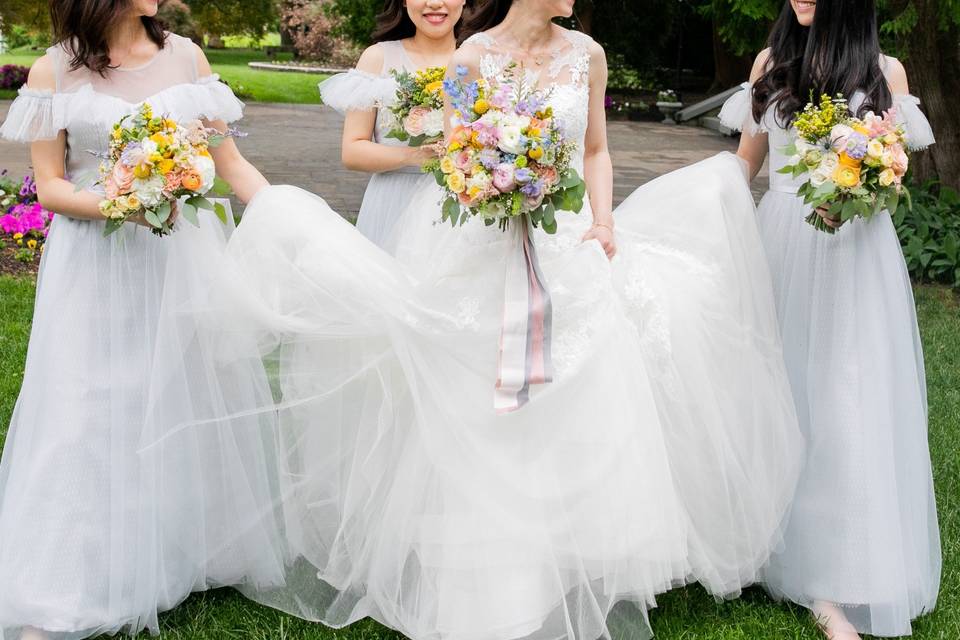 Bride and bridesmaids