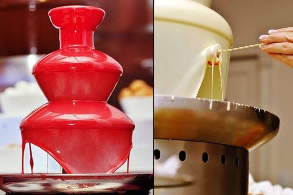Exquisite Strawberry and White Chocolate Fountains.