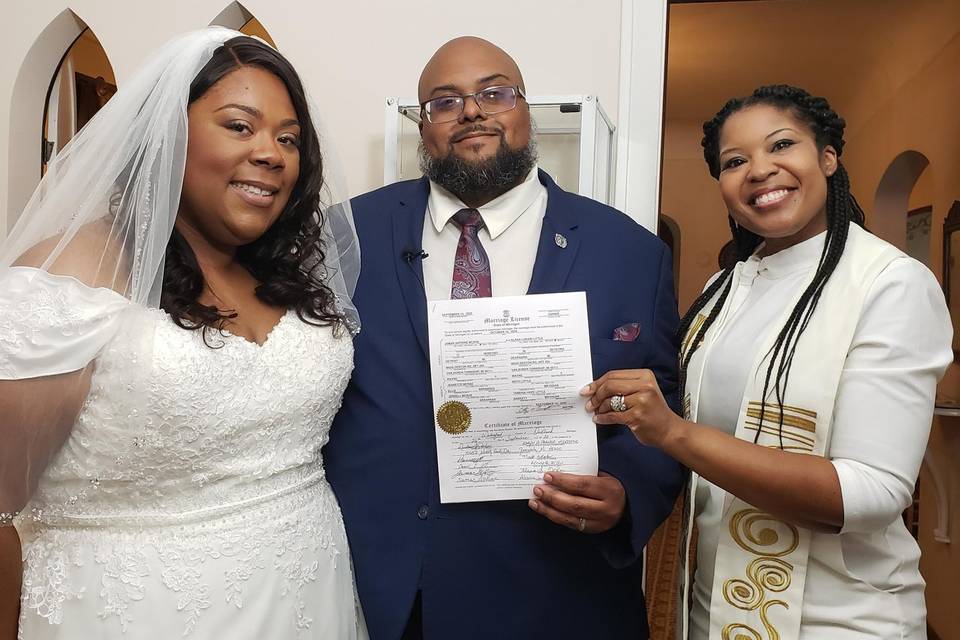 With the marriage license