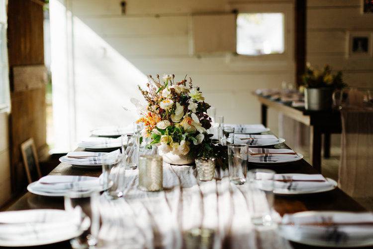 Table setting and floral centerpiece