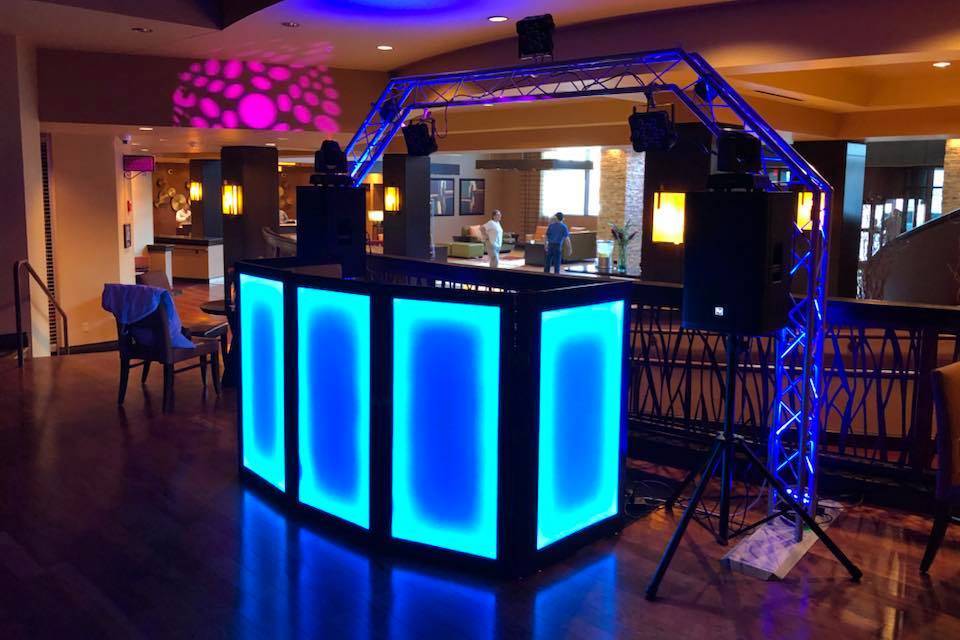 The DJ booth setup