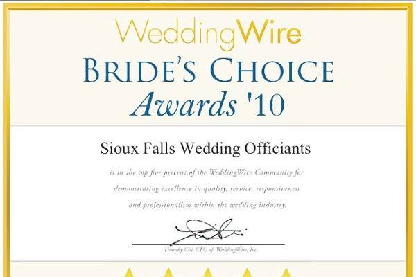 Sioux Falls Wedding Officiants - IA, MN, SD,and NE