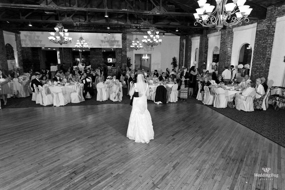 Reception dance floor in black and white