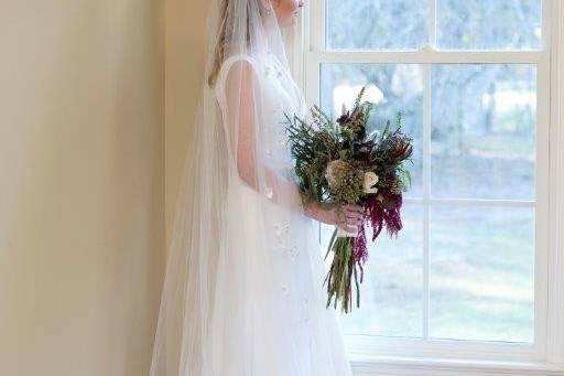 Bride looking out