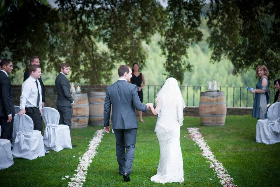 Walking along the aisle