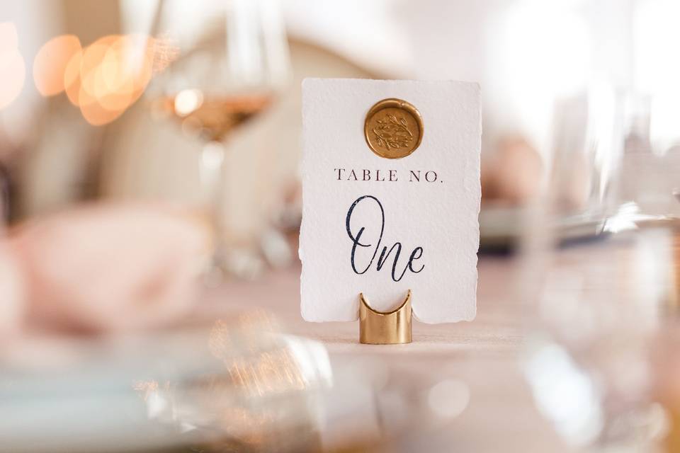 Table number with wax seal
