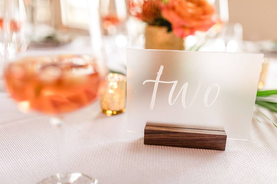 Frosted acrylic table number