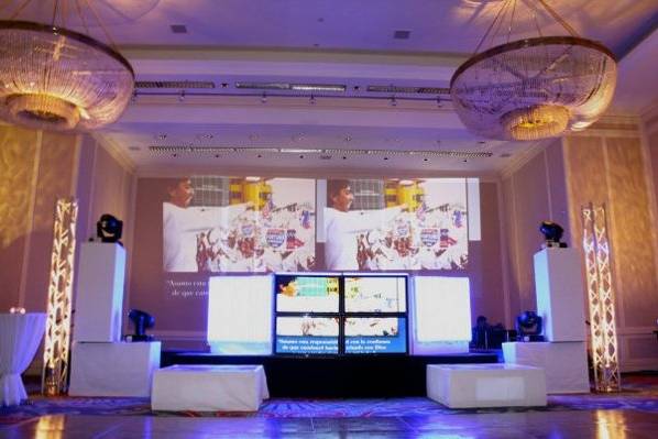 Half Moon DJ Booth Meyer Sound System in White