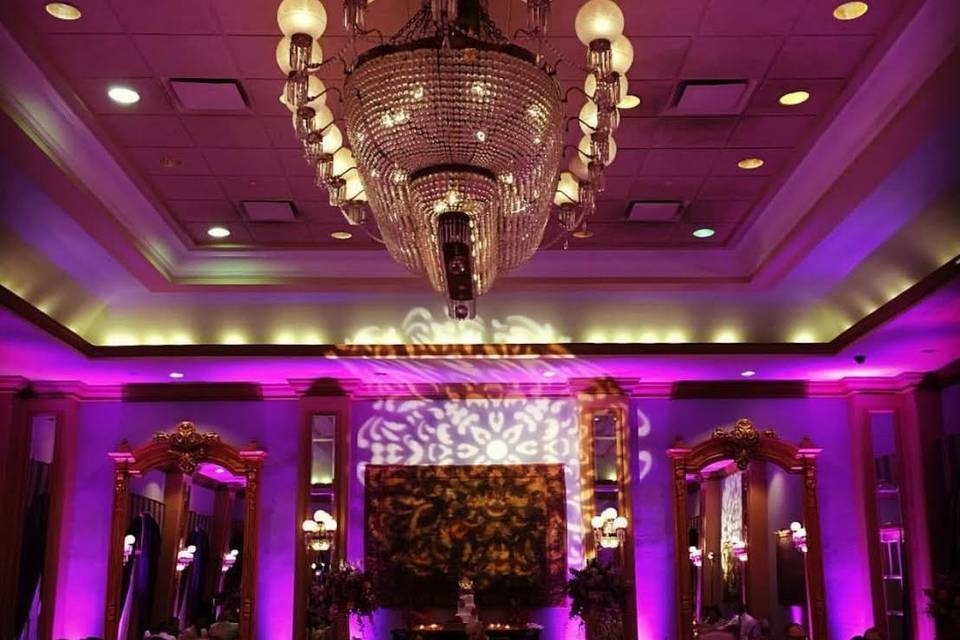 El Conquistador - Hindu WeddingLights- DJ- DJ Booth- LED Dance Floor- Pro Sound System- Wireless Ambient Lights- Violins