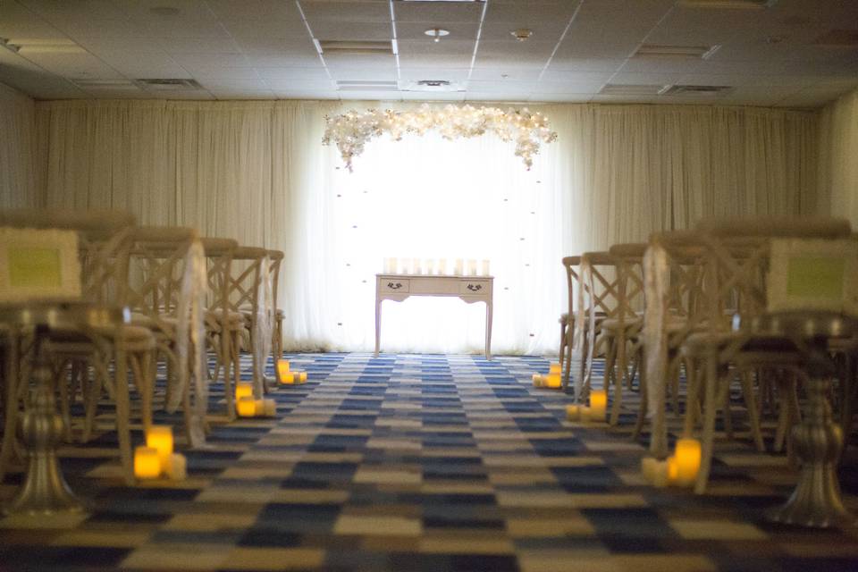 Candlelit wedding aisle