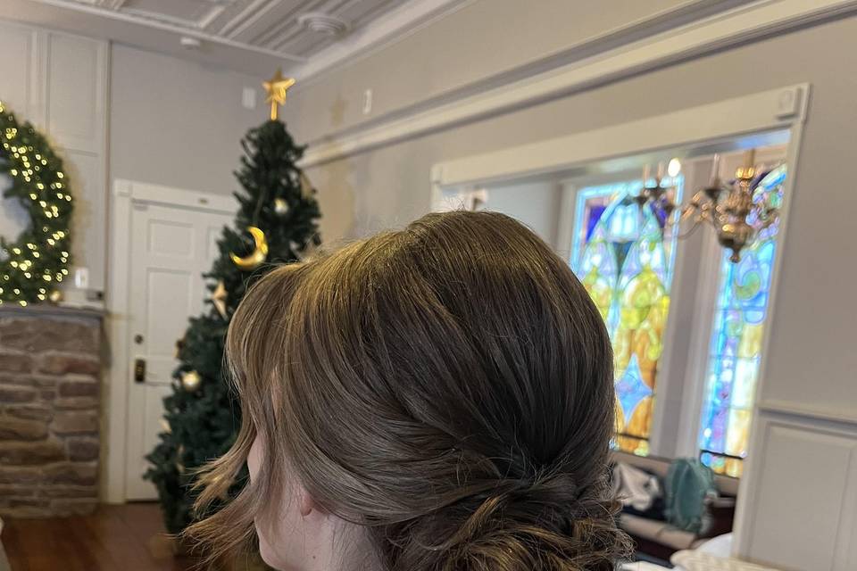 Half up with small bun
