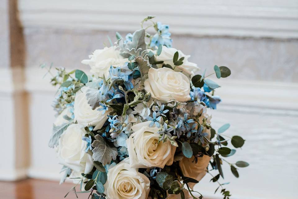 Blue cascade bouquet