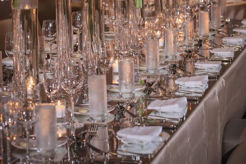 Place settings and centerpieces