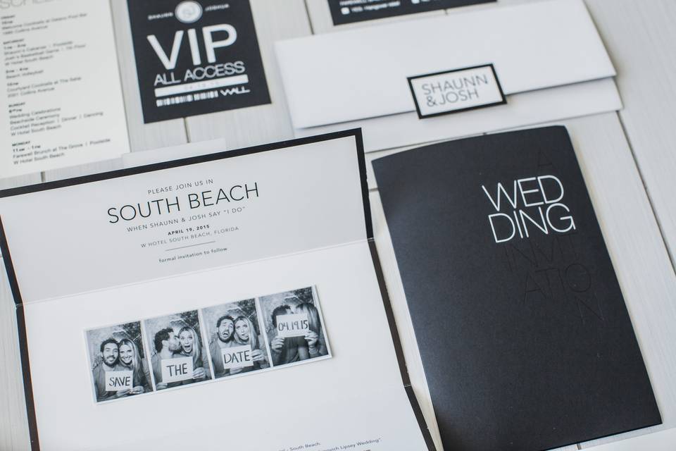 Monochrome invitations